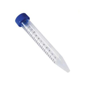 Tubo de Centrifuga con Tapa Rosca de 15 Ml Tapa Zul Graduado en Color Negro